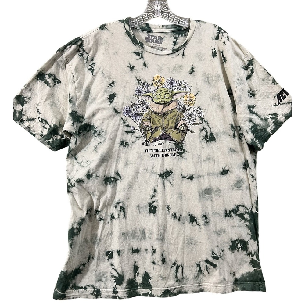 Star Wars NEFF Brand Men's T-Shirt Grogu Baby Yoda Green Tie Dye 2XL